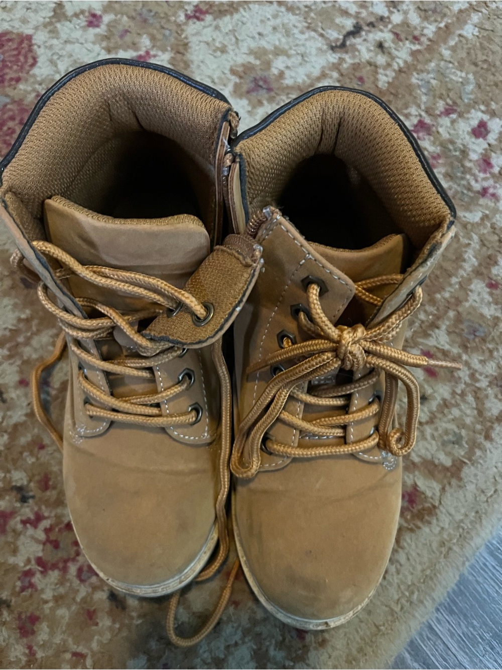 Kids Wheat Work Boots Side Zipper Tan Youth Size 12M